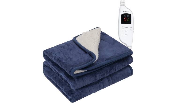 MONHOUSE Single Heated Electric Throw with 9 Heat Setting - Navy