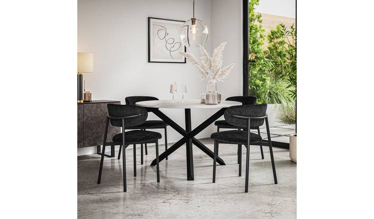 Furniture Online Malvern Marble Effect Dining Table & 4 Myla Black Chairs