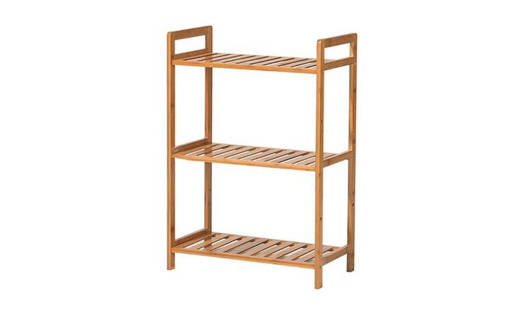 Living and Home 3-Tier 50cm Bamboo Slatted Standing Bookshelf Unit - Brown