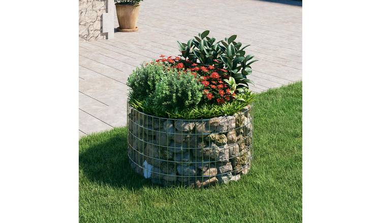Walplus Galvanised Steel Circular Gabion Pole - Silver - 100 x 50 cm