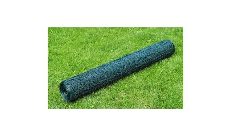 Walplus Steel Chicken Wire Fence with Coating - Green - 25 x 0.5 m