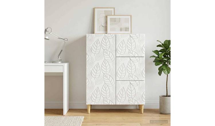 Walplus 3 Drawer Rectangular Sideboard 1 Shelf - White - 66 x 34.5 x 90 cm