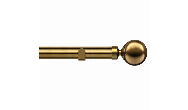 New Edge Blinds 28mm Antique Brass Sphere Fixed Eyelet Curtain Pole - 380cm