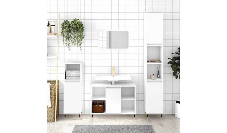 Walplus Engineered Wood Bathroom Cabinet - White - 80 x 33 x 60 cm