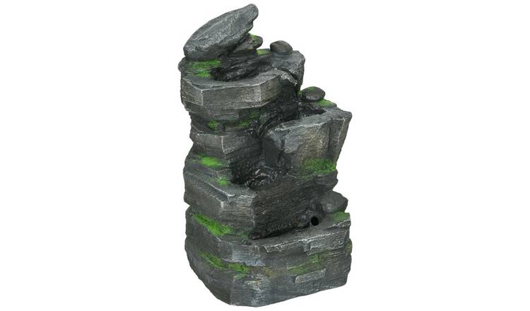 Outsunny 4 Tier LED Outdoor Freestanding Water Fountain - Dark Grey