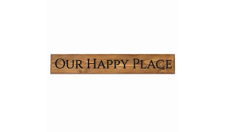 Peak Heritage Engraved Wooden Sign - L60cm - Our Happy Place