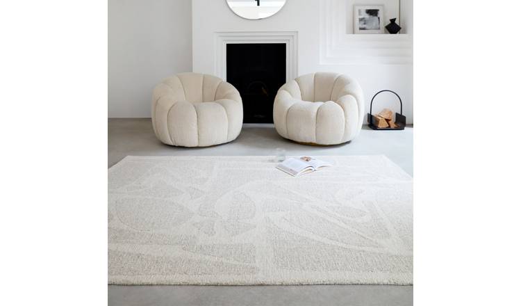 Mega Flooring White Modern Abstract Rug - 120 x 170cm