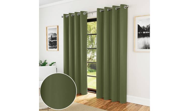 Enhanced Living Nightfall Eyelet Thermal Curtains - 117 x 137cm - Green