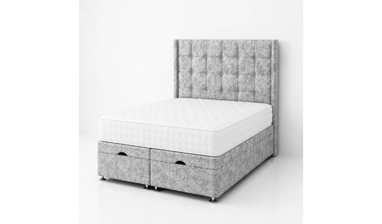 Comfy Deluxe Kai 5ft King Size Ottoman End Lift  Bed Set - Crush Silver