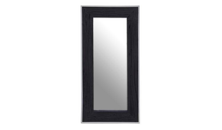 Orsina Kerala Recycled Wood Rectangular Wall Mirror – Black and Silver