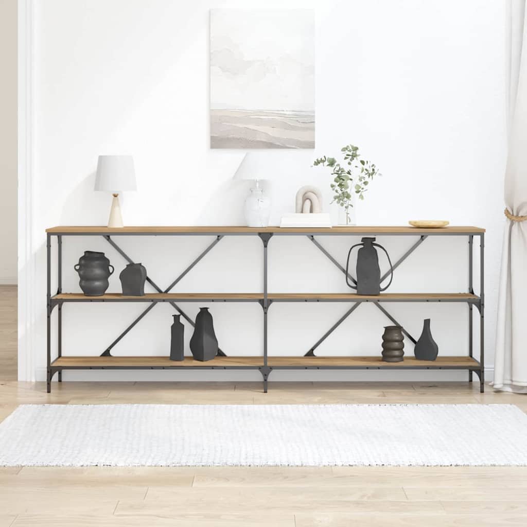 Walplus Engineered Wood Console Table - Artisian Oak - 200 x 30 x 75 cm - Image 4