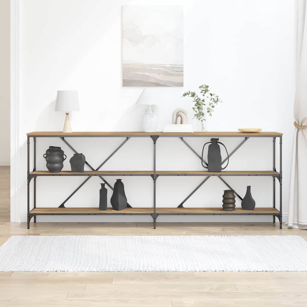 Walplus Engineered Wood Console Table - Artisian Oak - 200 x 30 x 75 cm - Image 4