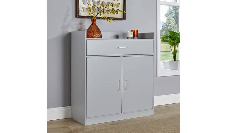 Home Source Novara 2 Door 1 Drawer Shoe Cabinet - Grey