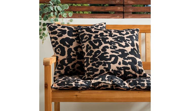 OHS 2 Pack Leopard Print Garden Cushion Covers - Natural