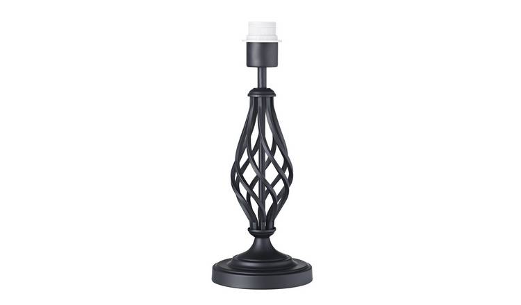 Happy Homewares Black Base with Twist Metal Stem and Inline Table Lamp - 14cm