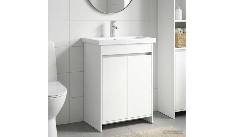 Walplus 2 Drawer Bathroom Vanity Unit - Light Oak - 81 x 40 x 84.5 cm