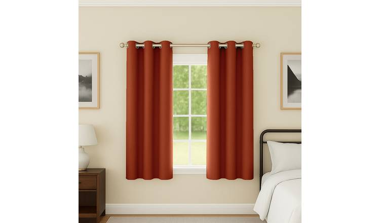 Enhanced Living Luna Plain Thermal Eyelet Curtains - 117 x 137cm - Orange