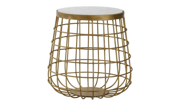 Orsina Nirav Marble Top Side Table - Gold