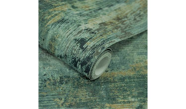 Grandeco Vincenzo Distressed Italian plaster Wallpaper - Green