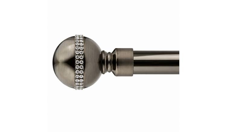 New Edge Blinds 16-19mm Black Silk Jewel Eyelet Curtain Pole - 120cm - 210cm