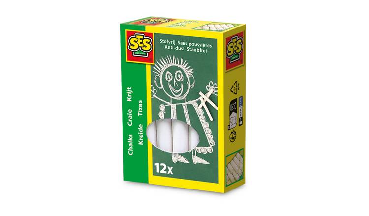 SES Creative Chalk Sticks 12 Piece Craft Set - White