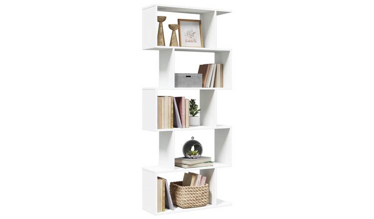 Walplus 5 Tier Engineered Wood Book Cabinet - White - 70 x 24 x 161 cm