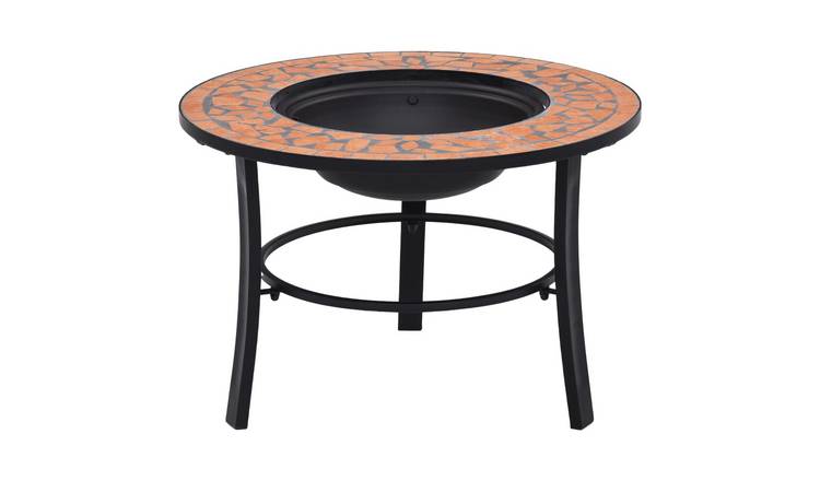 Walplus Steel VidaXl Mosaic Fire Pit - Terracotta - 68 x 68 x 45 cm