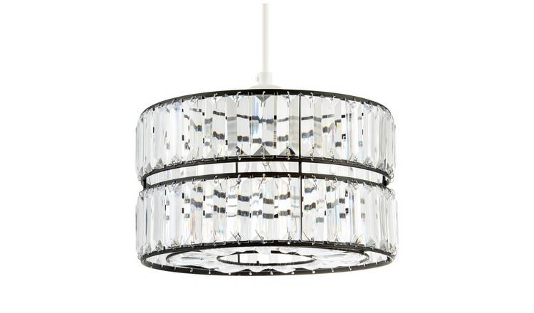 Happy Homewares Black Chic Double Tier with Clear Acrylic Pendant Shade - 25cm