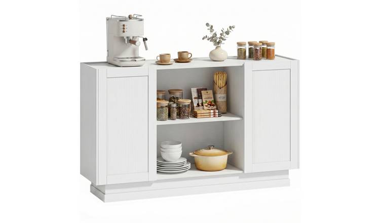 HOMCOM 133cm Sideboard Buffet Cabinet with 2 Open Shelves - White