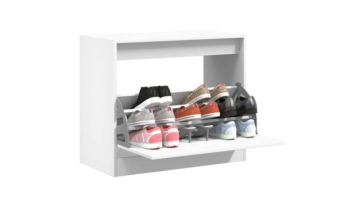 Walplus Engineered Wood Shoe Cabinet - White - 80 x 42 x 69 cm