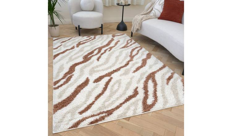 The Rugs Terracotta Moodi Abstract Shaggy Rug - 200 x 290cm