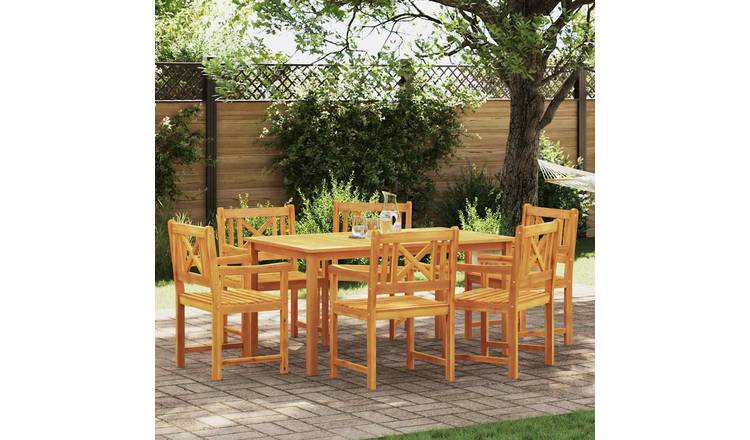 Walplus 7 Piece Garden Dining Set Open Shelf - Brown - 150 x 90 x 74 cm