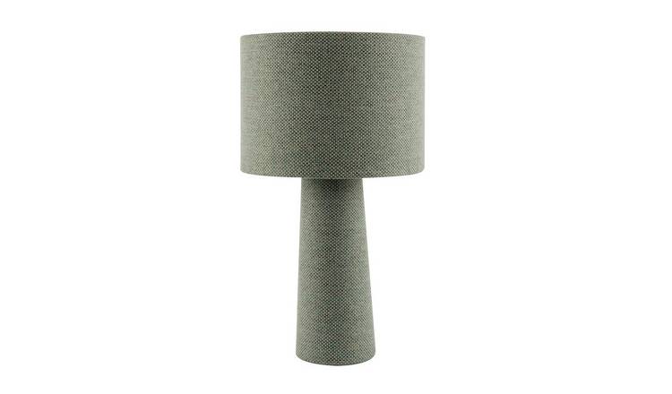 Happy Homewares Forest and Olive Green Jacquard Linen Table Lamp - 28cm
