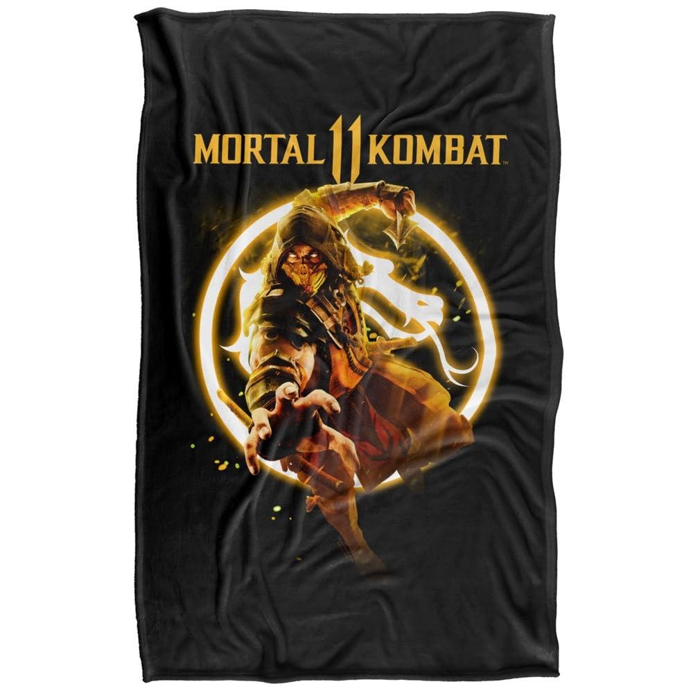 Mortal Kombat 11 Scorpion Glow Logo Blanket - 152cm x 127cm - Image 1