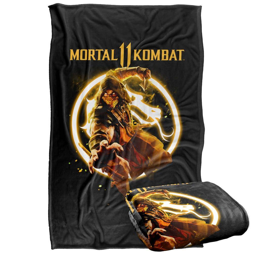 Mortal Kombat 11 Scorpion Glow Logo Blanket - 152cm x 127cm - Image 2