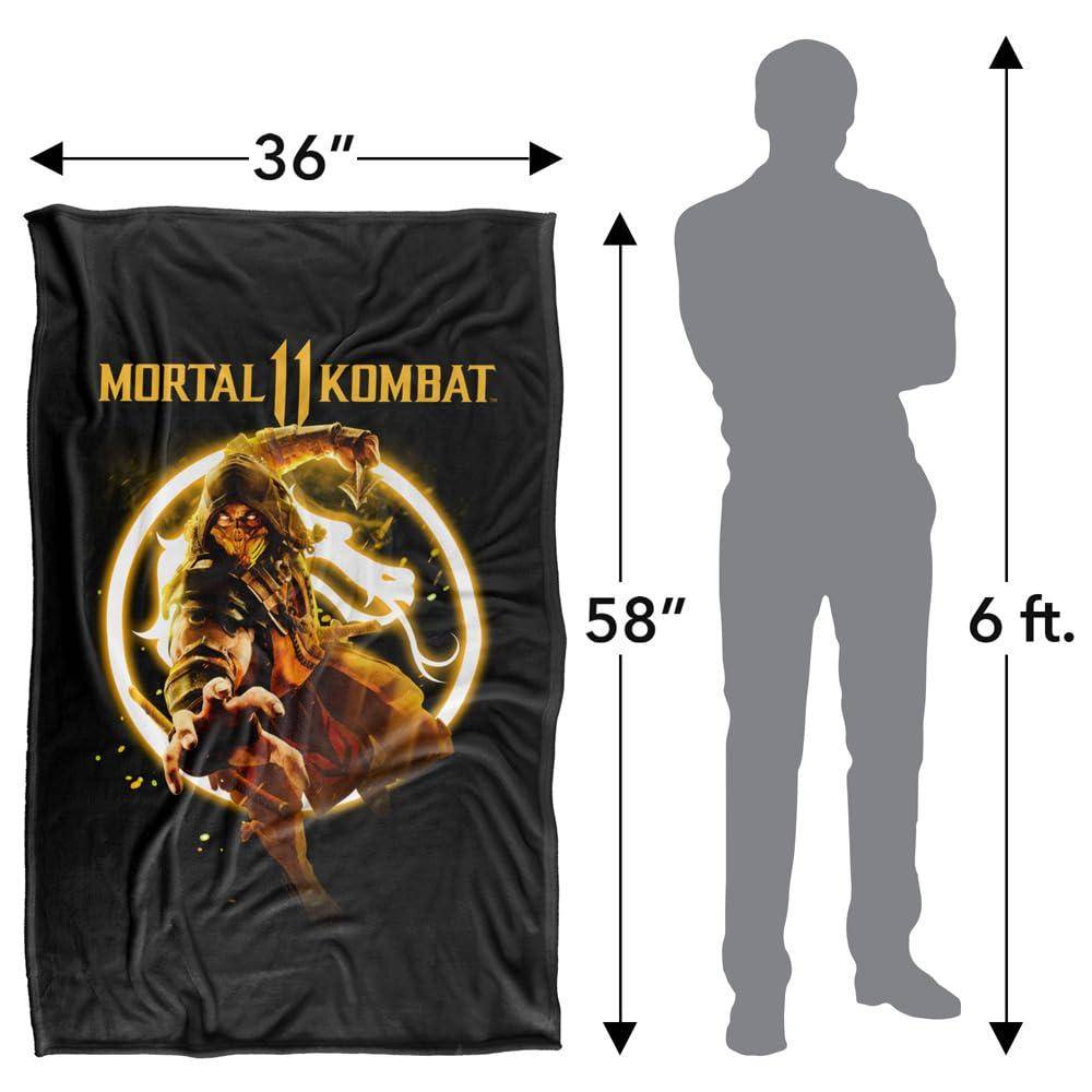 Mortal Kombat 11 Scorpion Glow Logo Blanket - 152cm x 127cm - Image 4