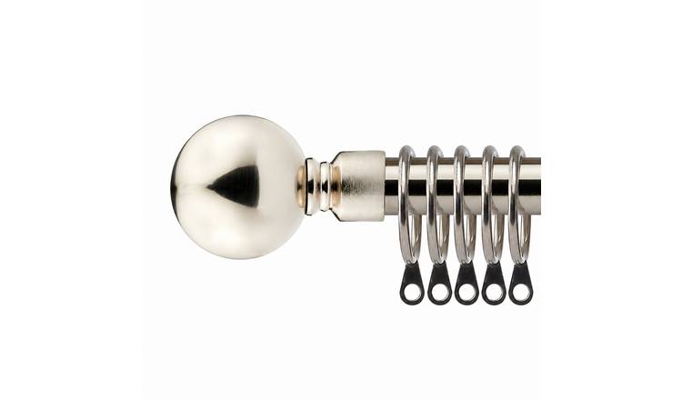 New Edge Blinds 16-19mm Silver Ball Extendable Curtain Pole - 120cm - 210cm