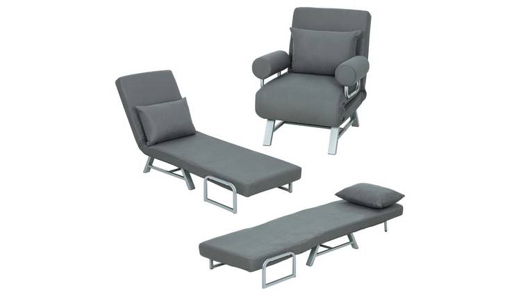 HOMCOM 3 in 1 Convertible Single Folding Sofa Bed - Dark Grey