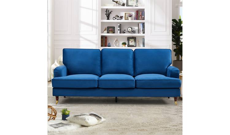 Artemis Home Woodbury 3 Seat Velvet Fabric Sofa - Blue
