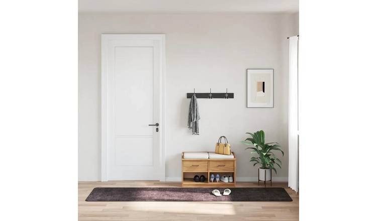 Walplus Polyester 4 mm Pile Rug - Anthracite - 80 x 300 cm