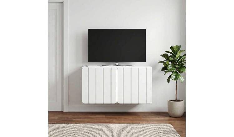 Walplus 2 Door Wall Mounted TV Cabinet - White - 59.5 x 31 x 30 cm