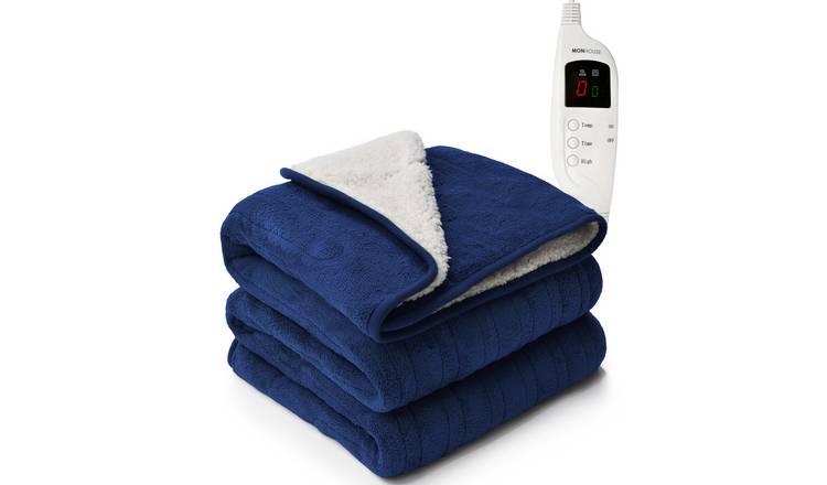 MONHOUSE King Heated Electric Throw with 9 Heat Setting - Navy