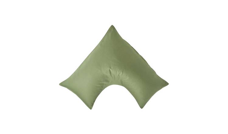 Homescapes Organic Egyptian Cotton Sateen V Shaped Pillowcase - Moss Green