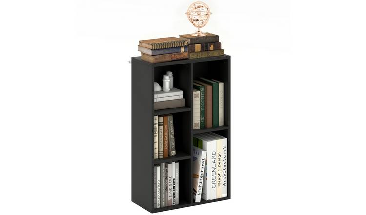 HOMCOM 2 Tier Modern 5 Cubes Freestanding Storage Bookcase - Black