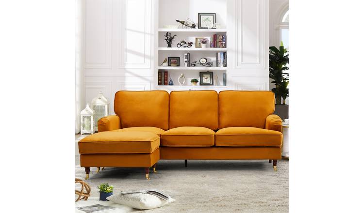 Artemis Home Woodbury Reversible Velvet Fabric Corner Sofa - Orange