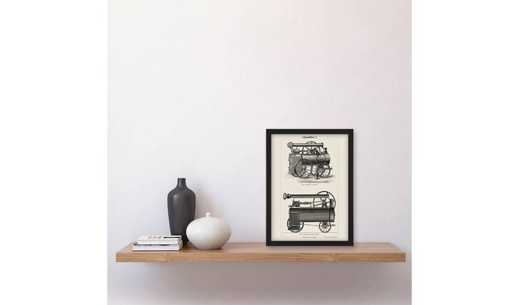 Vintage Lokomobilen Locomotive Steam Train Engine Framed Art Print - A4