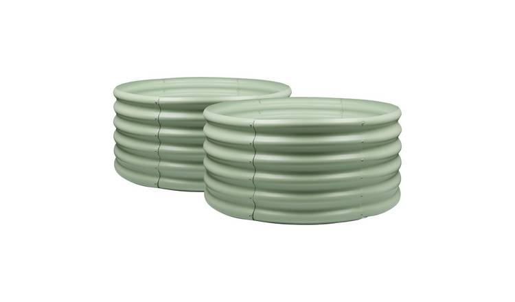 Harbour Housewares Round Raised Garden Beds - 90cm x 90cm - Green - Pack of 2