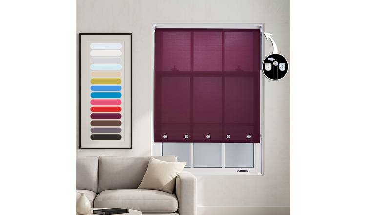 Furnished Aubergine Daylight Roller Blind witth Round Eyelets - 180cm x 165cm