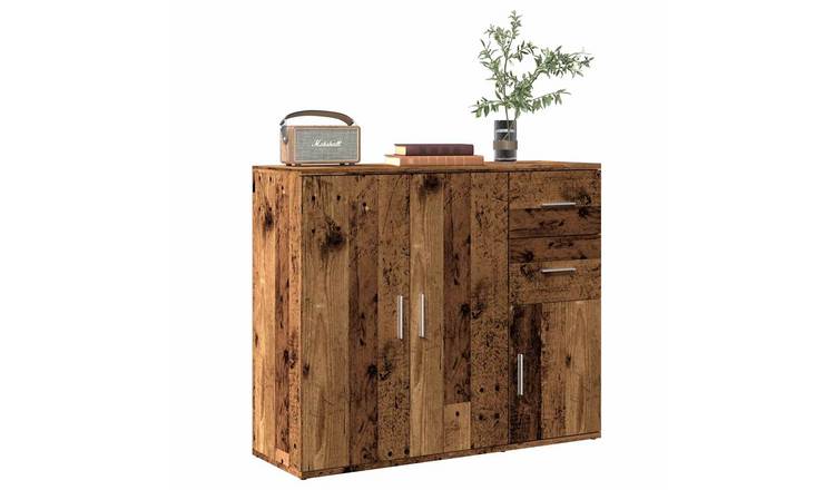 Walplus Engineered Wood Sideboard - Old Wood - 91 x 29.5 x 75 cm
