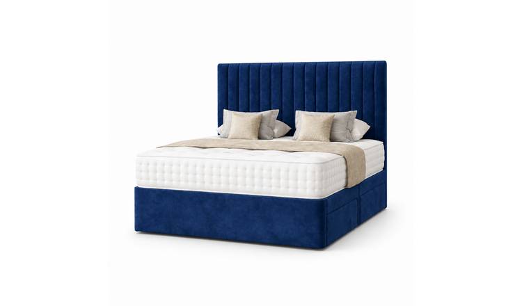 Comfy Deluxe 6ft Super King     Suede  Divan Bed Set -  Blue
